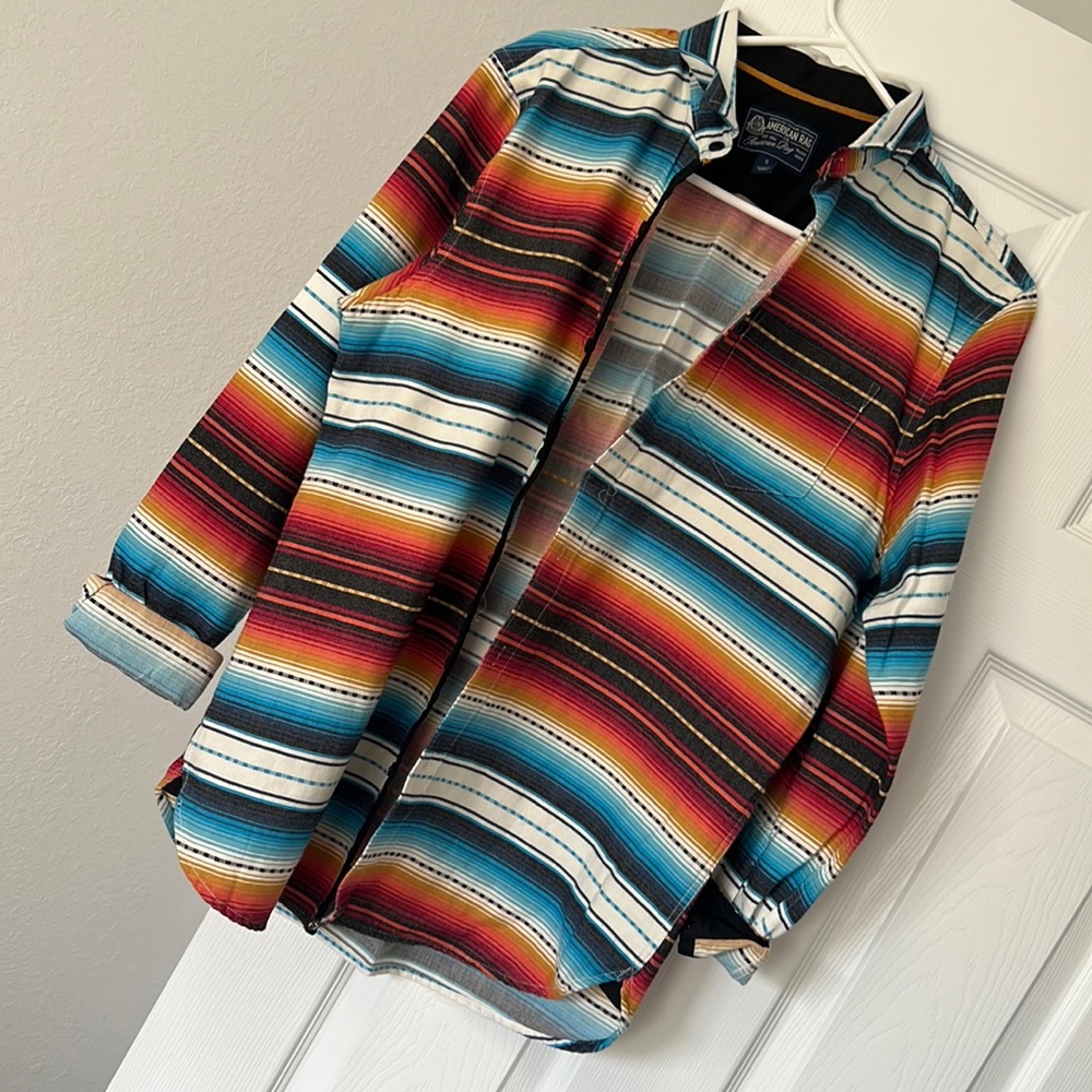 NWOT Serape button down men’s shirt, size s fits like a small in women oversized